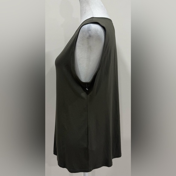 Eileen Fisher Sleeveless Top Long Khaki Green Size Medium - Picture 2 of 7
